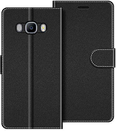 COODIO Handyhülle für Samsung Galaxy J5 2016 Handy Hülle, Samsung Galaxy J5 2016 Hülle Leder Handytasche für Samsung Galaxy J5 2016 Klapphülle Tasche, Schwarz