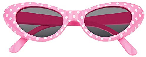 Cat Eye Brille Sandy mit Punkten – Stylische Rockabilly-Brille im 50er und 60er Jahre Look, perfekt für Kostüme und Partys! - Rosa Weiß