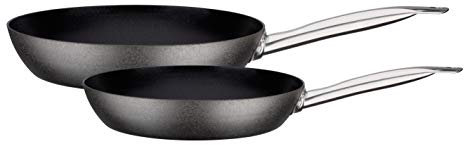 GSW 166645 Pfannen-Set Avanti 2-tlg, Karbonstahl, Edelstahl rostfrei, 1.8 liters, schwarz