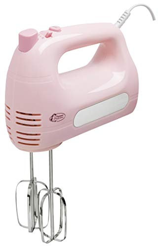 Bestron Batteur Electrique au Design Rétro avec Fouets et Crochets Pétrisseurs, Sweet Dreams, 6 Vitesses, 300 Watt, Rose