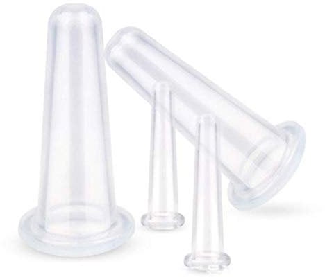 Ventouses Visage Set pour le Massage Ventouses du Visage et des Yeux, tasses de massage en silicone-Lot de 4 tasses (2 grandes et 2 petites)