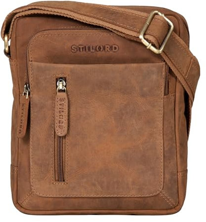 STILORD 'Jamie' Herren Ledertasche - Perfekt für Reisen & Alltag - Kleine Vintage Messenger Bag für 9.7 Zoll iPad - Moderne Schultertasche für Männer Echtleder, Farbe:tan - dunkelbraun