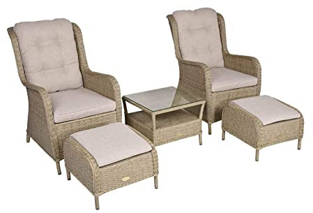 Gartensessel Set Valencia 5-teilig Anisbraun inkl. Kissen