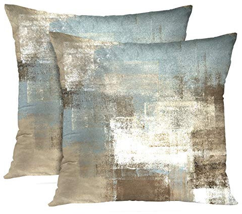 Britimes Kissenbezüge Moderne Wohnkultur 50,8 x 50,8 cm 2er Set Kissenbezüge Dekorative Abstrakte Ölgemälde Kissenbezüge für Schlafzimmer Wohnzimmer Kissen Couch Sofa Grau Beige