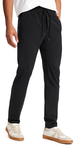CRZ YOGA Herren Leicht Joggerhose Slim Fit Casual Jogger Sporthose Freizeithose Trainingshose mit Taschen - 76cm Schwarz XL