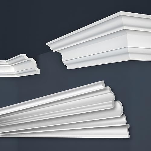 Marbet Design Baguettes de plafond en polystyrène XPS - Qualité supérieure - Légères et robustes - Design moderne - 2 m - E-25-80 x 80 mm - Décoration