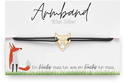 Armband Schlaufuchs 925er Silber vergoldet Einschulung Schulstart Fuchs Schultüte