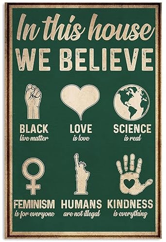 SIGNCHAT Feminist In This House We Believe Notorious Rbg Notorious Rbg Dekor-Poster, Wandkunst, Dekor, Metallschild, 20,3 x 30,5 cm