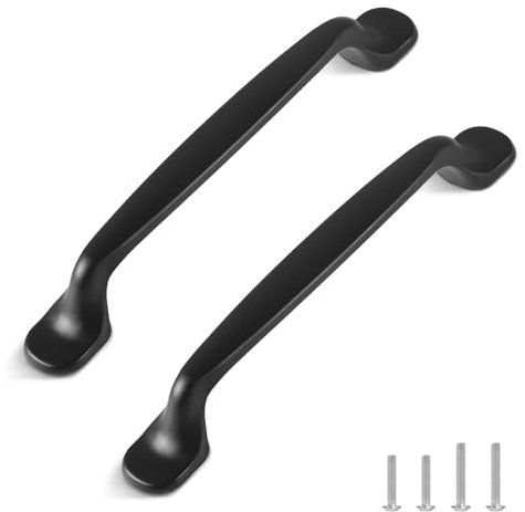 TsunNee 12PCS Modern Cabinet Handles, Concise Drawer Handles, Cupboard Door Handles, Bow Pulls, Furniture Door Pull Handles for Kitchen Bedroom, 128mm 5.03 Inches Hole Distance, Black
