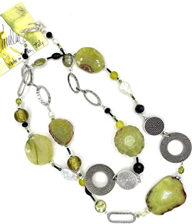 Collana Verde lunga in grandi Pietre dure LIME