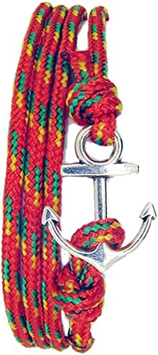 OUTLETISSIMO® VERSTELLBARES ARMBAND ROT GRÜN GELB ANKER NAUTIK UB24, 69 cm, Metall