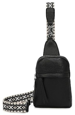ITALYSHOP24 OBC Damen Bodybag Sling Tasche Rucksack Gürteltasche Crossbag Crossover Schultertasche Crossbody Brusttasche Umhängetasche Schwarz V2
