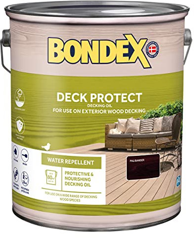 Bondex Deck Protect - Palisander - Protective Decking Oil –Suitable for Exerior Wood - Water Repellant & Mould Resistant - Matt Finish – 5L