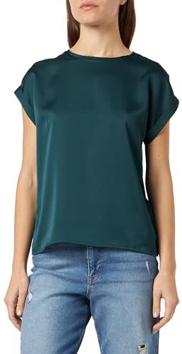 Vila Noos 14059563 Women's Variety S/S Satin Top, Ponderosa Pine, 16
