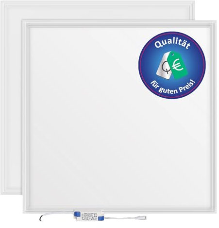 LECOM 2x LED Panel 62x62 - Deckenleuchte Deckenpanel Flach Ultra Dünn Slim 0,9cm 3000/4000/6000 K für Rasterdecke mit Platten Einbauleuchte (Neutralweiß (4000K, 4000lm) ohne Aufbaurahmen)