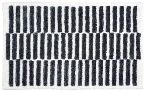 Schöner Wohnen Kollektion Badezimmerteppich weiß Linien 60x90 cm – Badematte rutschfest - Badteppich waschbar – Badvorleger Trockner geeignet – Duschvorleger Badezimmer