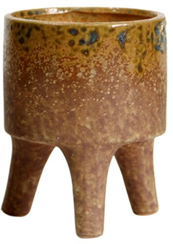 Yardwe Wohnkultur Vintage-Pflanztopf Dreibeiniger Blumenvase Keramik-Pflanztopf Retro-Blumenarrangement Boho-Steh-Pflanztopf Für Den Außenbereich Den Garten Im Innenbereich Vase