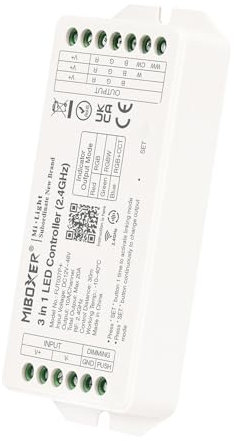 LIGHTEU®, Miboxer 2,4 GHz Controller LED 3 in 1 DC12V-48V Uscita elevata max. 20 A, PWM alta/bassa frequenza, supporto push dimmer, FUT037P+