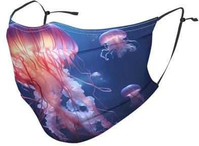 YYHHAOFA Staubmaske für Erwachsene, weich, atmungsaktiv, geeignet für Camping, Laufen, Reisen, den täglichen Gebrauch, schönes buntes Quallen-Muster, 1 Stück