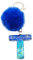 Xsclpomddy Mädchen Alphabet Buchstaben Schlüsselanhänger Niedlich Schlüsselanhänger Glitzer mit Pom Pom Quasten Harz Blau Keychain für Tasche Charme,T