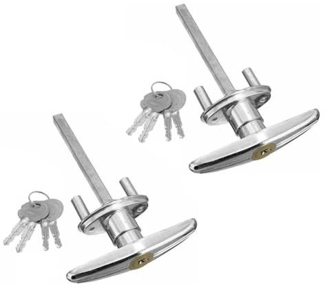 Yiokii Loquet de porte d'abri de jardin, kit de verrouillage avec poignée en T avec 4 clés, loquet de porte d'abri de jardin, serrure de porte d'abri de grange de rangement, ensemble de quincaillerie