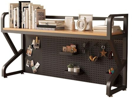 Großer Schreibtisch-Organizer aus Holz und Metall mit 2 Etagen für Büromöbel, 110 x 66 x 25 cm