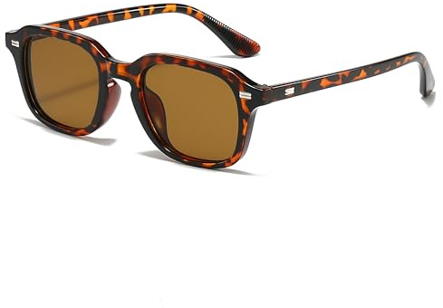 WDZAYXC Vintage rechteckige Sonnenbrille für Damen Herren | Retro Brille, Quadratische Form, UV400 Schutz