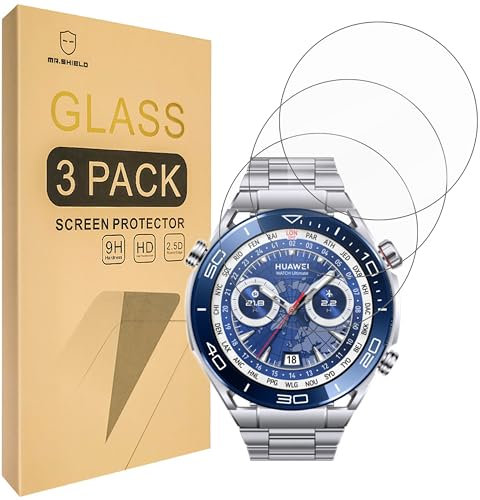 Mr.Shield Pellicola Protettiva per Huawei Watch Ultimate Vetro Temperato [9H Durezza] [3 Pezzi] Protezione Schermo Senza Bolle