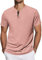 TARAINYA Henley T-Shirt Uomo Cotone Manica Corta Maglietta Tinta Unita Estate con Tasche Casual Rosa L