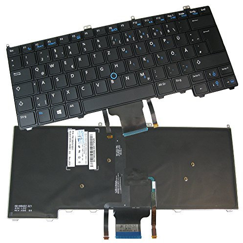 Trade-Shop Teclado alemán QWERTZ con retroiluminación y punto de seguimiento compatible con Dell Latitude E7240 E7420 E7440 14 7000 12 7000 (disposición de teclado alemán)
