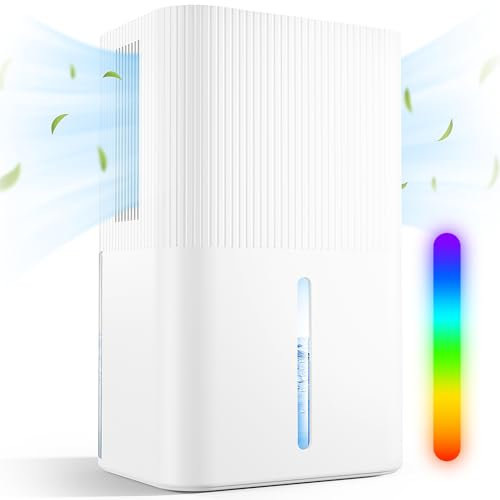 2700ML Deumidificatore Casa Silenzioso Deumidificatore con 6/8/10H Timer, 7 colori, Sbrinamento Automatico Deumidificatore Portatile per Camera da Letto,Bagno,Armadio,Ufficio