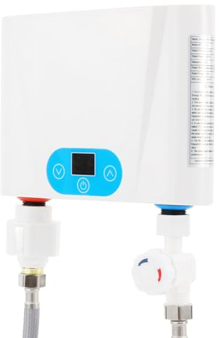 Mini calentador de agua instantáneo de con indicador LED, 5500 W, pequeño calentador de agua, calentador de agua eléctrico 30-55 °C, independiente agua caliente para cocina y baño