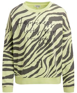 SOCCX Damen Sweatshirt mit Zebra-All-Over-Print Vivid Lemon, L