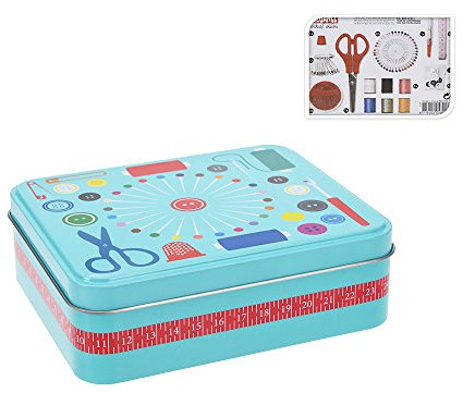 BigBuy Home Caja de Costura de Metal con Accesorios
