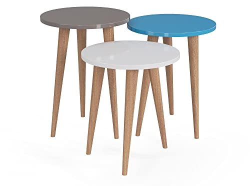 Decorotika - Tale 3-Piece Accent Coffee and Cocktail Table Set (Coffee & Cappucino & Turqouise)
