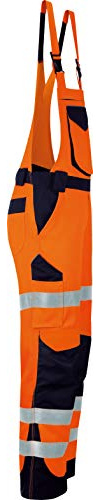 Vizwell Warnschutz-Latzhose Arbeitslatzhose Signal + Gratis Werkzeugtasche leuchtgelb-Marine Gr.42-68