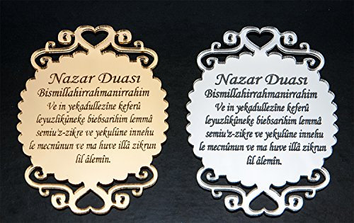 Neco Moden 10 x Stück Acrylglas Ayna Nazar Duasi Bebek Sekeri Mevlid Babyparty Gastgeschenke Bonboniere Nikah Sekeri Gastgeschenk Babyshower (Silber)