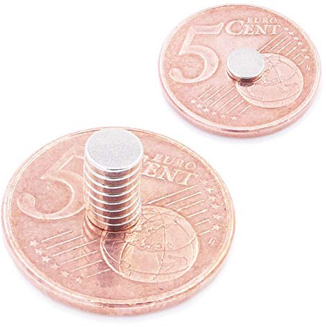 Brudazon | 10 Mini Scheiben-Magnete 5x1mm | N52 stärkste Stufe - Neodym-Magnete ultrastark | Power-Magnet für Modellbau, Foto, Whiteboard, Pinnwand, Kühlschrank, Basteln | Magnetscheibe extra stark