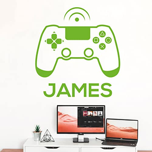 Adesivo da parete per console di gioco, controller di gioco – XBox, Playstation personalizzabile con nome XLarge (850 x 910mm) Lime
