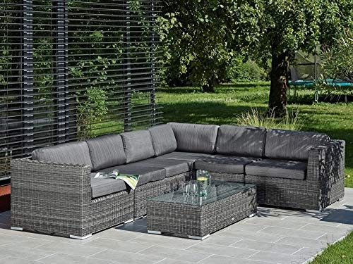 Beauty.Scouts Loungeecke Balera mit Tisch, grau/anthrazit, 312 x 66 x 244 cm, inkl. Polster, Sofa, Loungesofa Gartensitzgelegenheit Gartensofa Gartenlounge