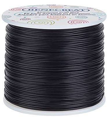 BENECREAT 18 Gauge/1mm Matte Jewelry Craft Wire 492 Fuß/150m Anlaufbeständiger Aluminiumdraht für Halloween Beading Sculpting Model Skeleton Making - Schwarz