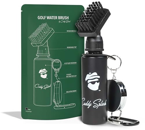 Caddy Splash Premium Golfschläger-Reiniger mit Wasser, robuster, einziehbarer Clip, Quetschflasche für einfache Reinigung, mit Nylonborsten, Golf-Wasserbürste, fasst 118 ml Wasser