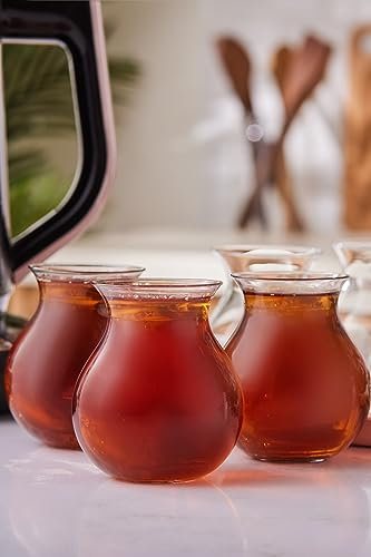 KARACA Refikadan Tatlıcan Teegläser-Set, 6-teilig Personen Teeservice-6er Set Spülmaschinenfestes Türkisches Teeglas Türkische Teegläser, Einzigartiges Design, Praktisch