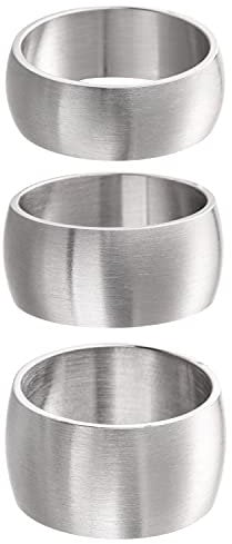 meditoys · Ring aus Edelstahl für Damen und Herren · Bandring 12 mm breit · Silber matt/Gebürstet Größe: 61 (19.4)