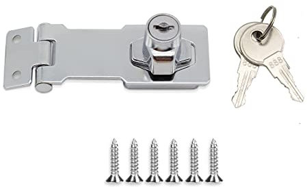 Glosoni Small Hasp and Staple Metal Lock Hasp Door Buckle Safety Door Clasp Knob Shed Locks for Cabinets Cupboard Drawer Gate