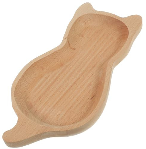 Luxshiny Hölzerne Vorspeisenplatten Dessert- Platten Holz Obstschale Katze Mustergerichte Vegane Schüsseln Holz Snackschüssel Für Fruchtsalat Snack APPERTISE