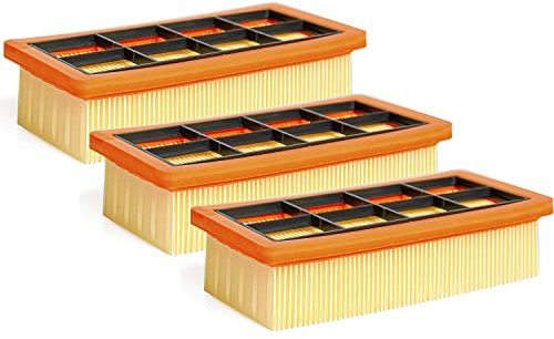 3 Pack KFI 7420 Filtre plissé plat accessoire pour Kärcher les aspirateurs AD 2, AD 2 Battery,AD 3, AD 3.000, AD 3200, AD 3 Premium et AD 4 Premium,6.415-953.0