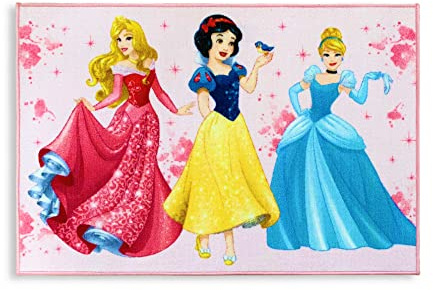NADA HOME Rutschfester Teppich für Kinderzimmer, Disney, Prinzessinnen, 80 x 120 cm, 4849