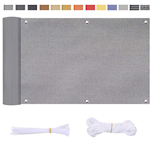 ZQFXZQF Balkonverkleidung Gärten Hinterhof Swimming Pool Sichtschutzplane Balkon Privatsphäreopak UV-wetterbeständig Wetterfester Aluminiumschnallen Kordel 150x1000cm Silber