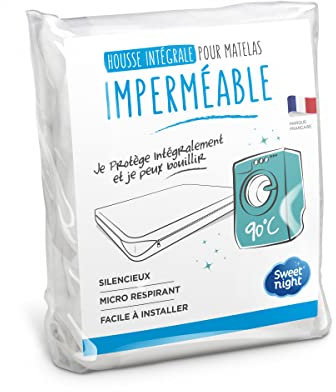 SWEET NIGHT - Housse intégrale matelas 200x200 cm | Alèse Imperméable et Micro Respirante | Protège intégralement Votre matelas | Fermeture à glissière | Souple et Silencieux | Lavable à 90°C